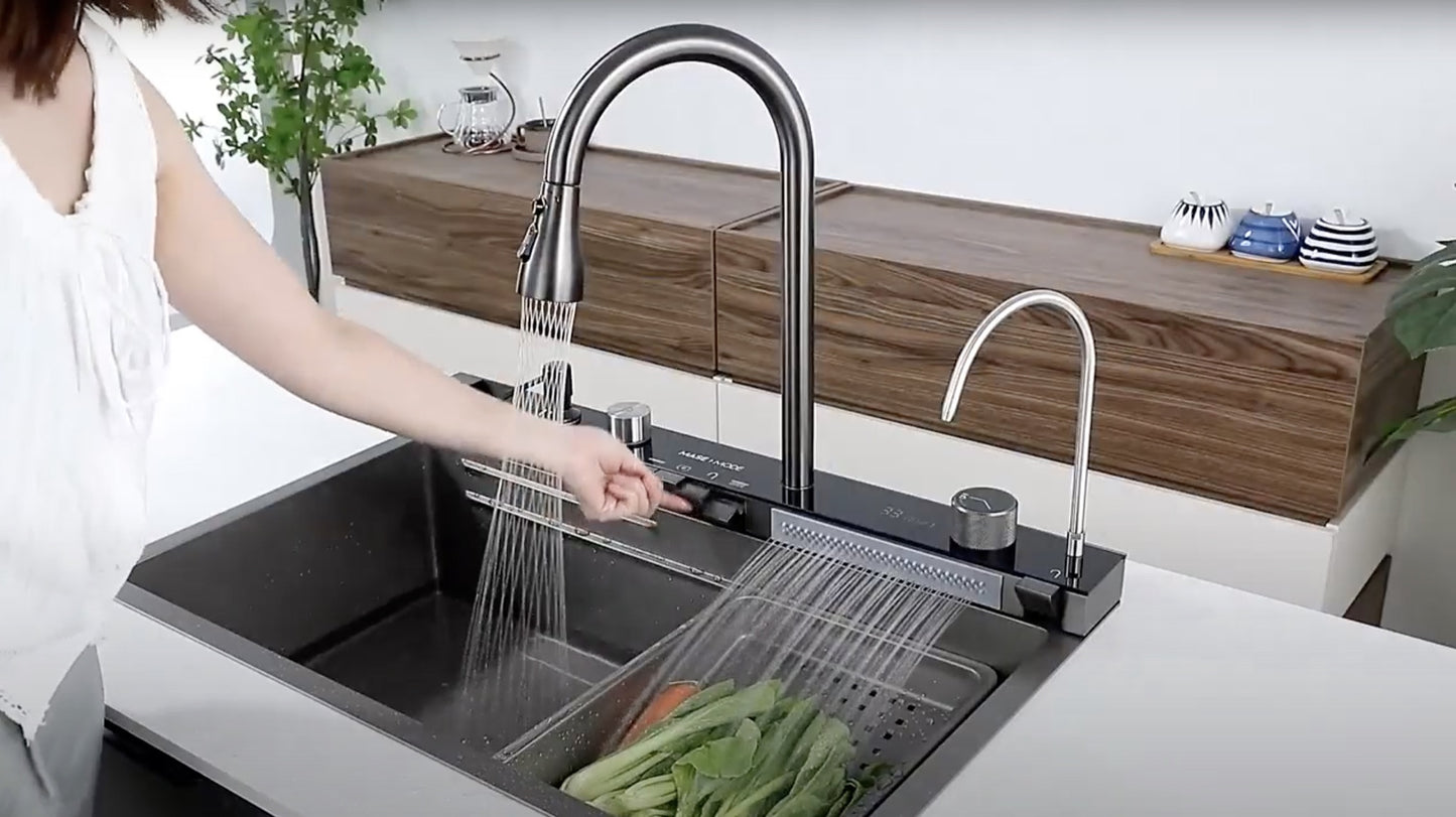 Canaan Waterfall Sink with Digital Temperature Display and LED