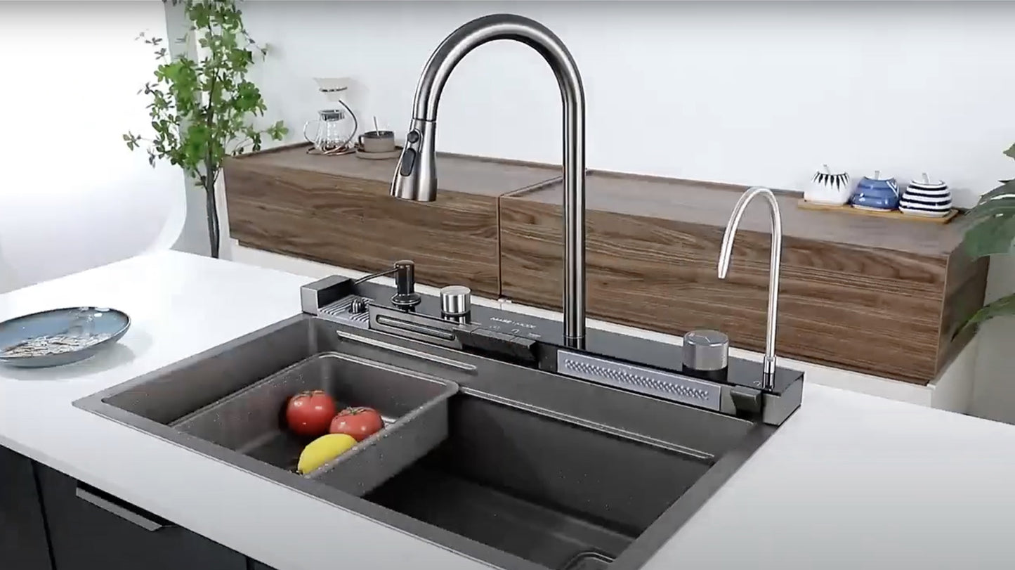 Canaan Waterfall Sink with Digital Temperature Display and LED